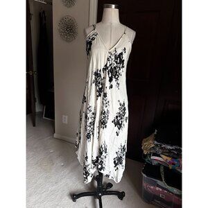 Lovestitch sleeveless white dress criss cross straps black floral design